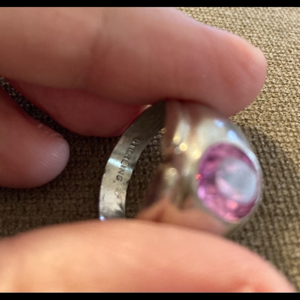 Sterling Silver Pink Topaz Dome Ring
